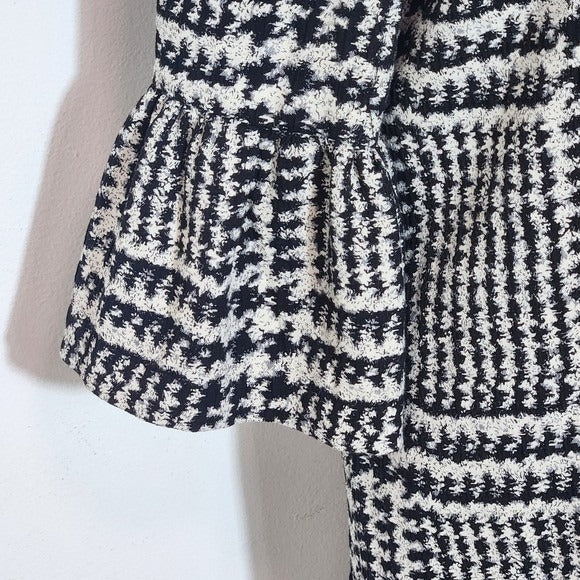 Zara Black and White Plaid Houndstooth Shift Dress Size Medium Mini Plaid Dress