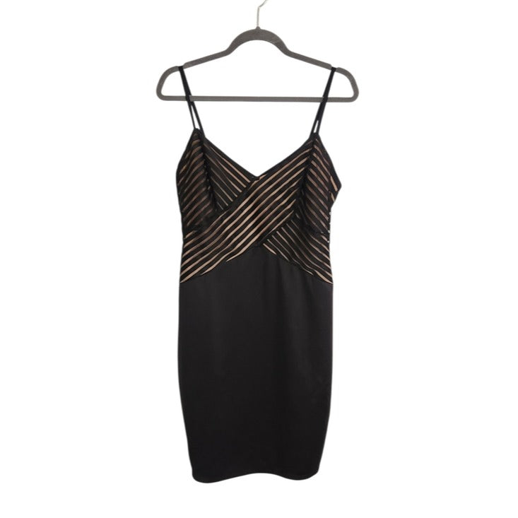 Haute Fox Black and Nude Bodycon Cocktail Dress Size 1XL NWOT