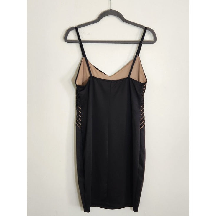 Haute Fox Black and Nude Bodycon Cocktail Dress Size 1XL NWOT