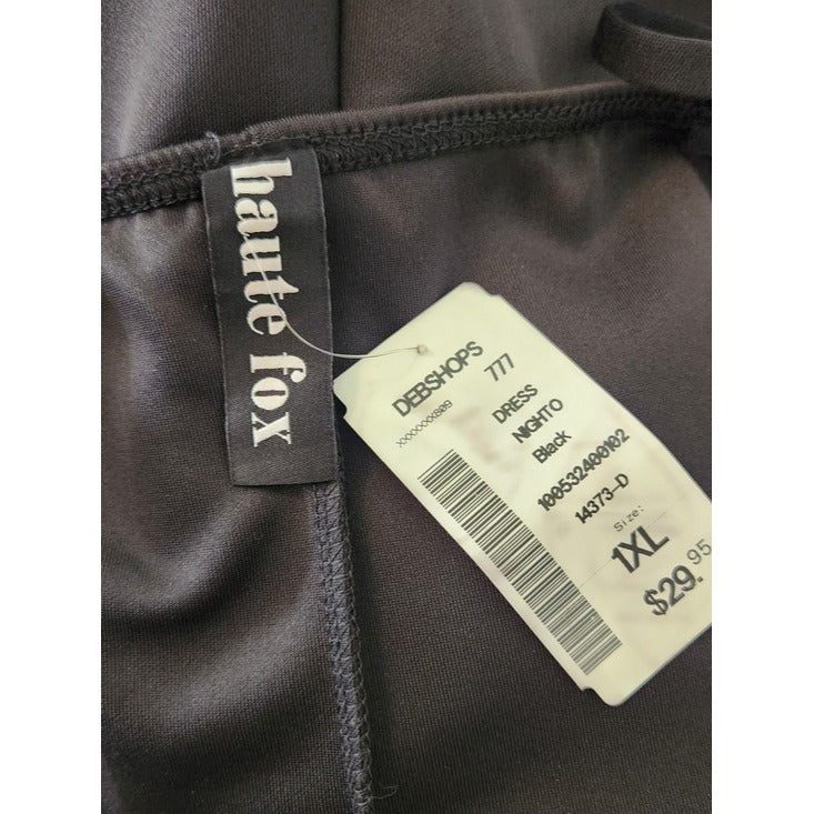 Haute Fox Black and Nude Bodycon Cocktail Dress Size 1XL NWOT