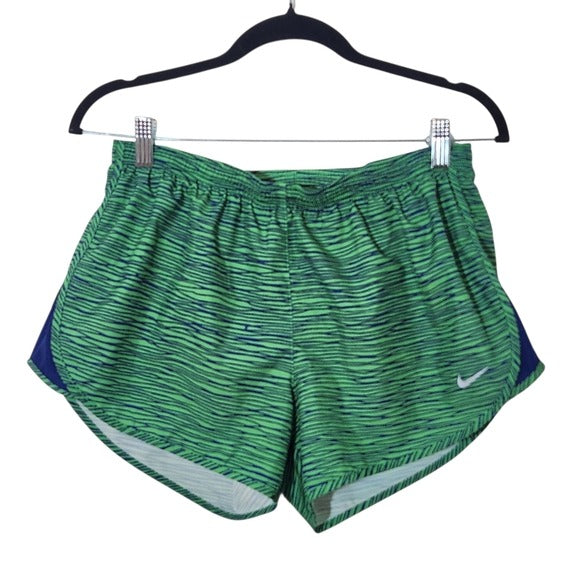 Nike Green and Navy Running Shorts Size Medium Nike Women's Shorts