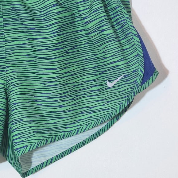 Nike Green and Navy Running Shorts Size Medium Nike Women's Shorts