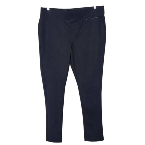 DKNY Black Pull-on Stretch Pants Size XL Gray and Black Diamond Ankle Pants