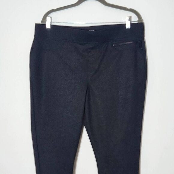 DKNY Black Pull-on Stretch Pants Size XL Gray and Black Diamond Ankle Pants