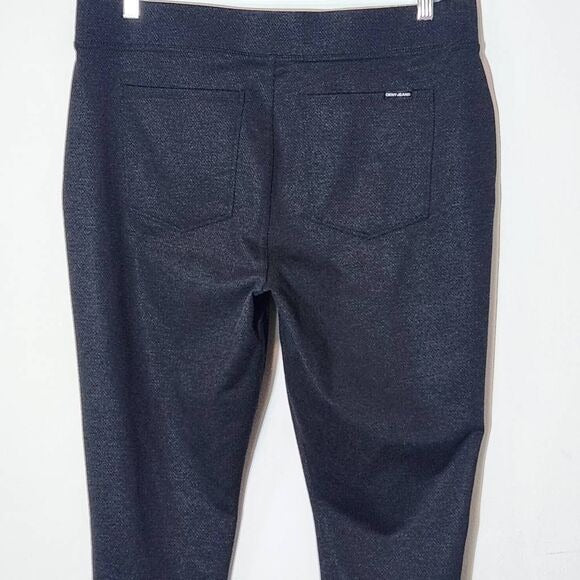 DKNY Black Pull-on Stretch Pants Size XL Gray and Black Diamond Ankle Pants