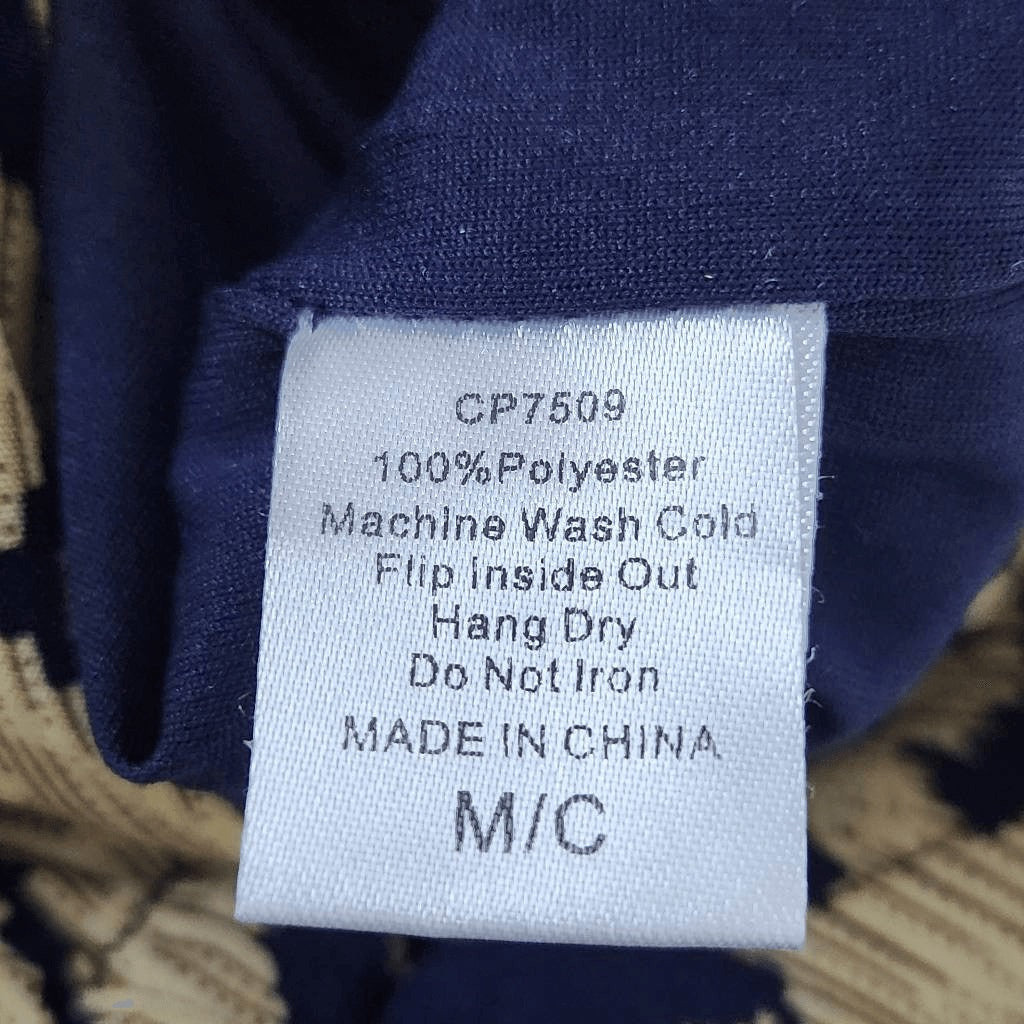 TCEC Navy and Tan Print Jogger Pants Size Medium Boho Joggers
