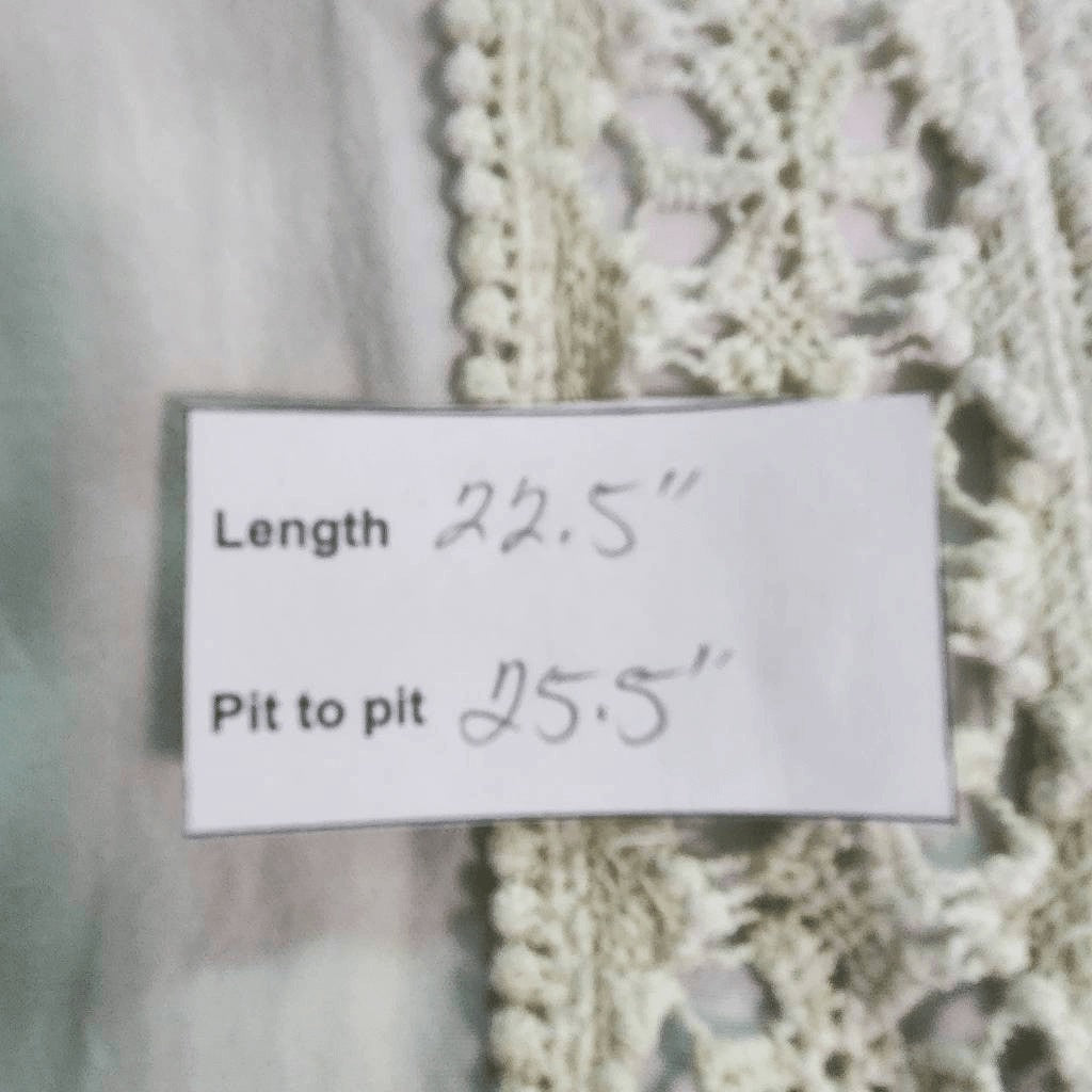Entro Pink, Blue, and Green Ombre Boho Blouse with Crochet Accent Size Large