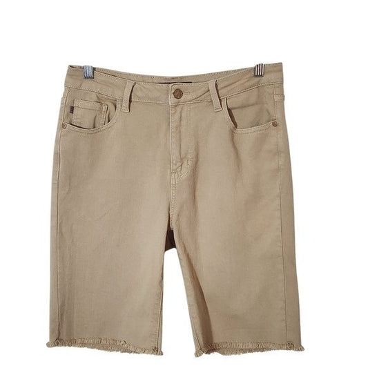 Judy Blue Khaki Bermuda Shorts with Cut-Off Hem Size Large