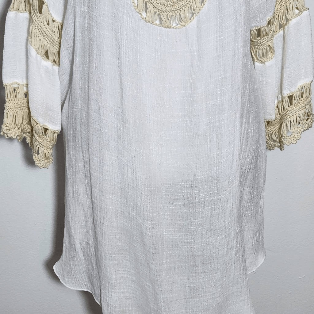 Ana & Rose White and Cream Crochet Cover-Up Size Small Crochet Beach Cover-Up
