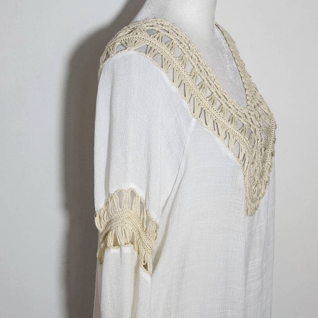 Ana & Rose White and Cream Crochet Cover-Up Size Small Crochet Beach Cover-Up