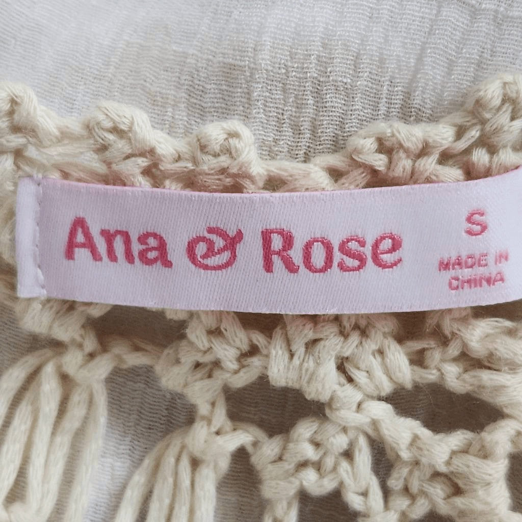 Ana & Rose White and Cream Crochet Cover-Up Size Small Crochet Beach Cover-Up