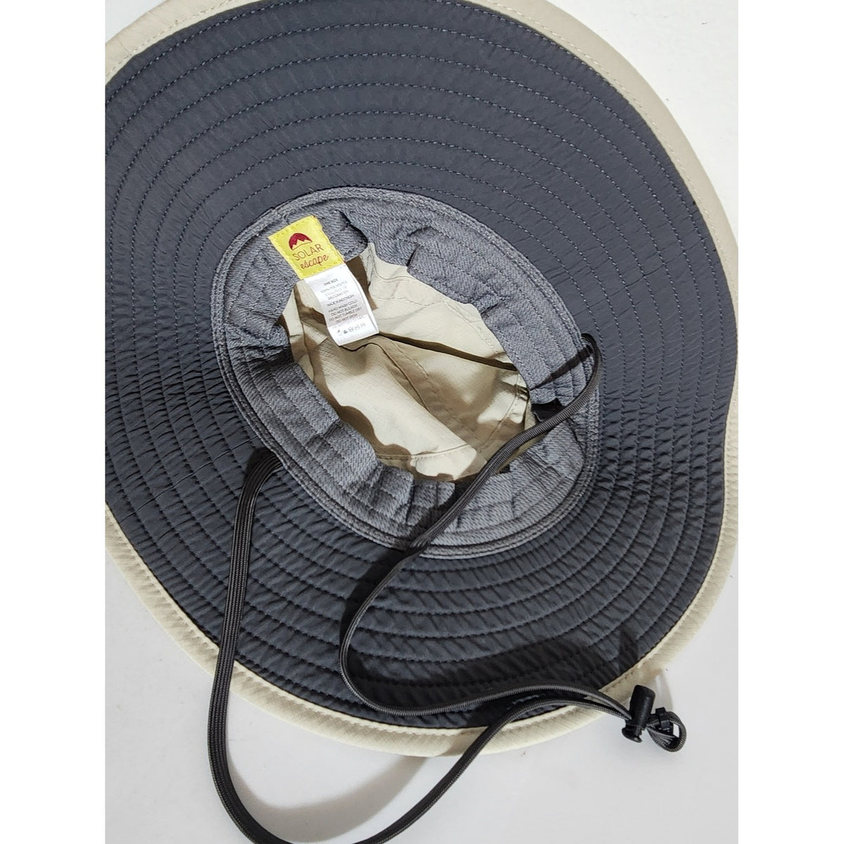 Solar Escape Cream Sun Hat with Wide Brim and Adjustable Chin Strap One Size