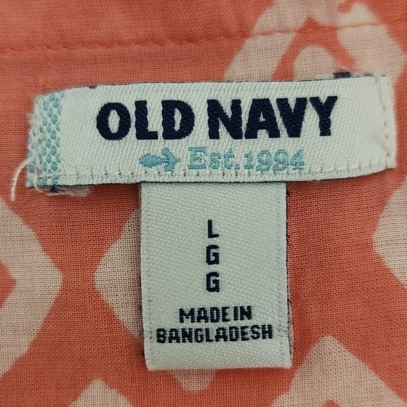 Old Navy Coral Pink Cotton Tunic Blouse Size Large Coral Print Tunic