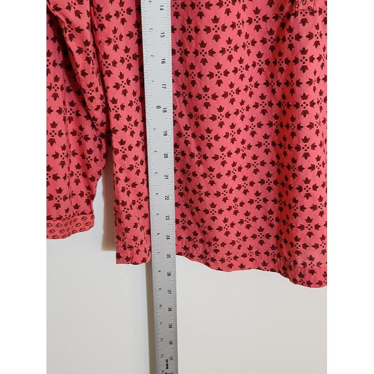 Sundance Pink Print Half Button Down Boho Blouse Size Small