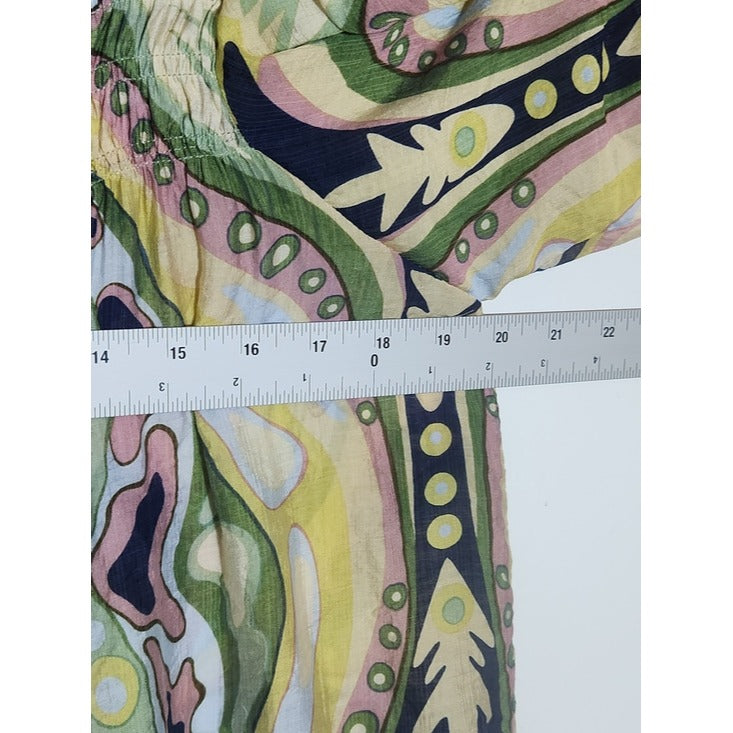 Umgee Paisley Multi-Color Square Neck Print Top Size XL