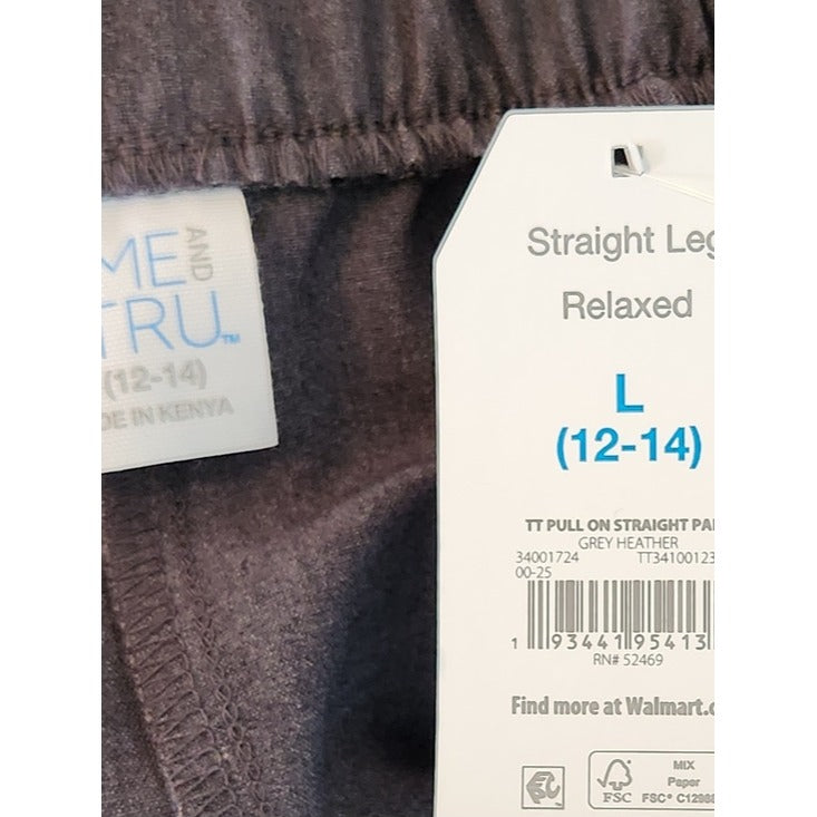 Time and Tru Womens Gray Straight Leg Trousers Size Large 12-14 NWT