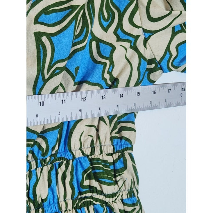 Sincerely Jules Blue and Cream Print Mini Dress Size Small Wedding Guest Dress