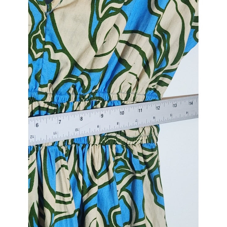 Sincerely Jules Blue and Cream Print Mini Dress Size Small Wedding Guest Dress