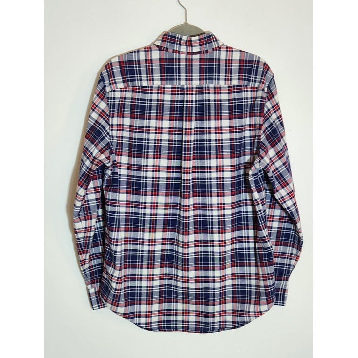 Vineyard Vines Red and Navy Plaid Button Down Shirt Size Medium