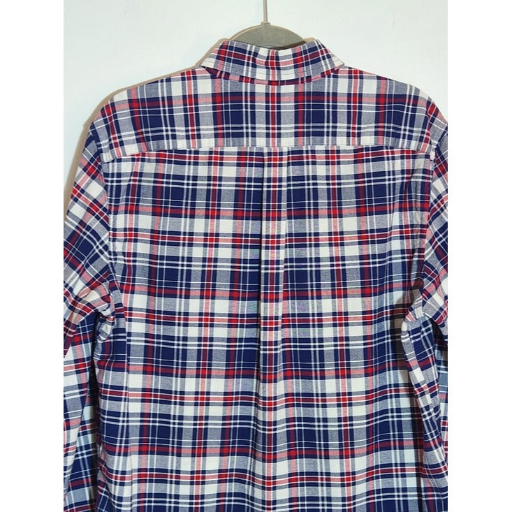 Vineyard Vines Red and Navy Plaid Button Down Shirt Size Medium