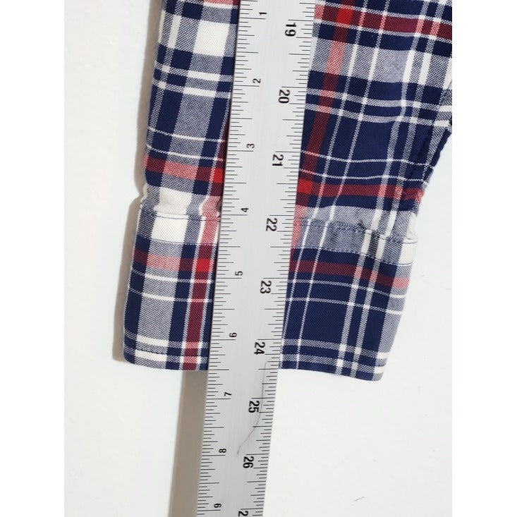 Vineyard Vines Red and Navy Plaid Button Down Shirt Size Medium