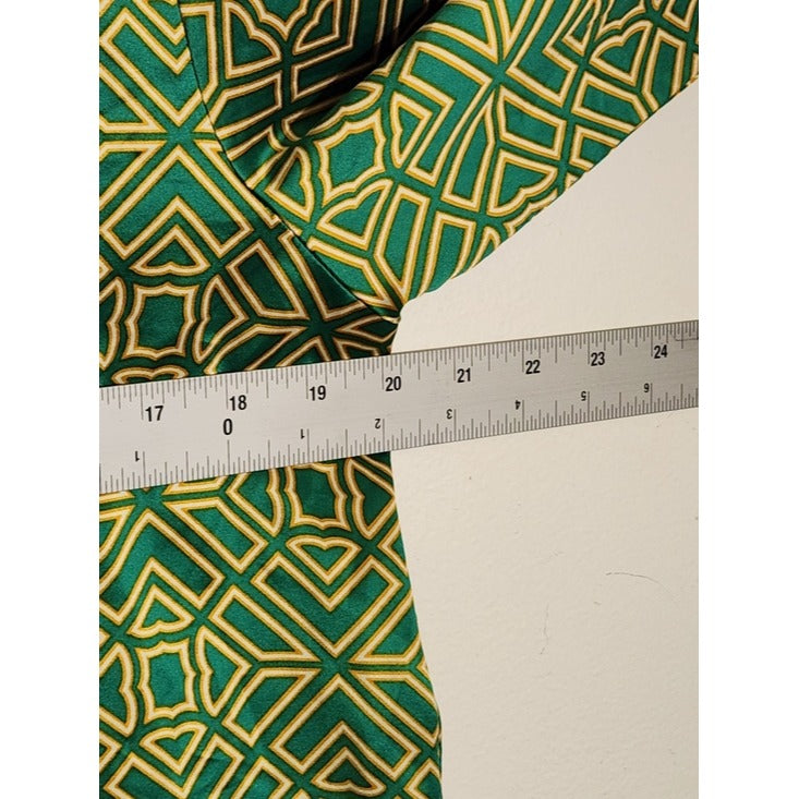 Natori Green and Yellow Geometric Print Sleep Shirt Tunic Size Small