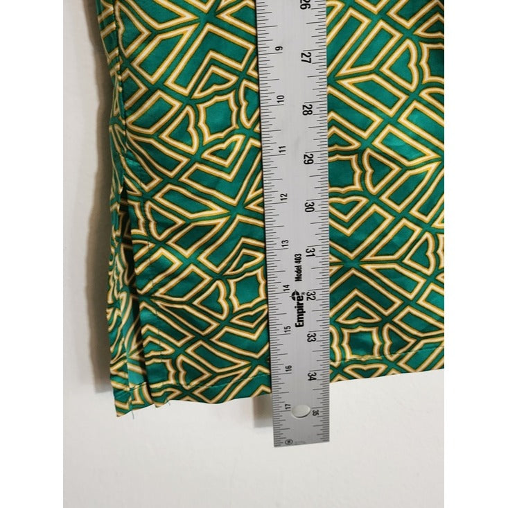 Natori Green and Yellow Geometric Print Sleep Shirt Tunic Size Small