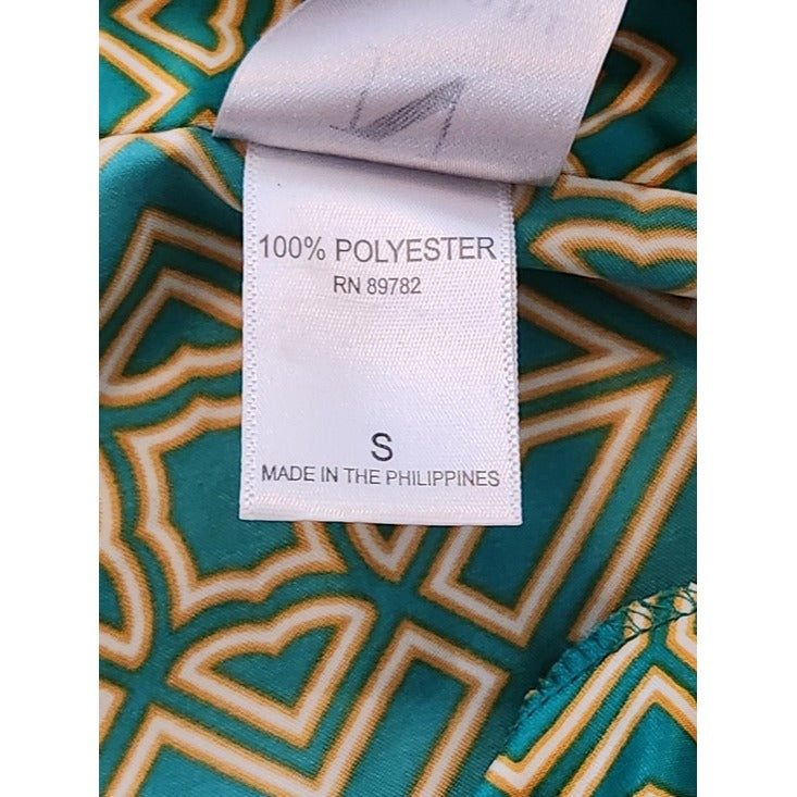 Natori Green and Yellow Geometric Print Sleep Shirt Tunic Size Small