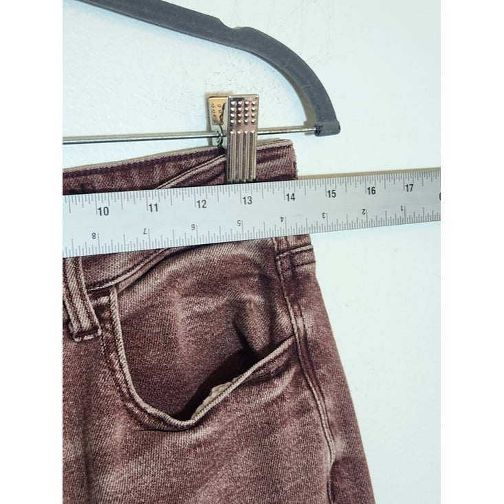 American Eagle Burgundy Pink Dyed Distressed Jeans Size 8 Long