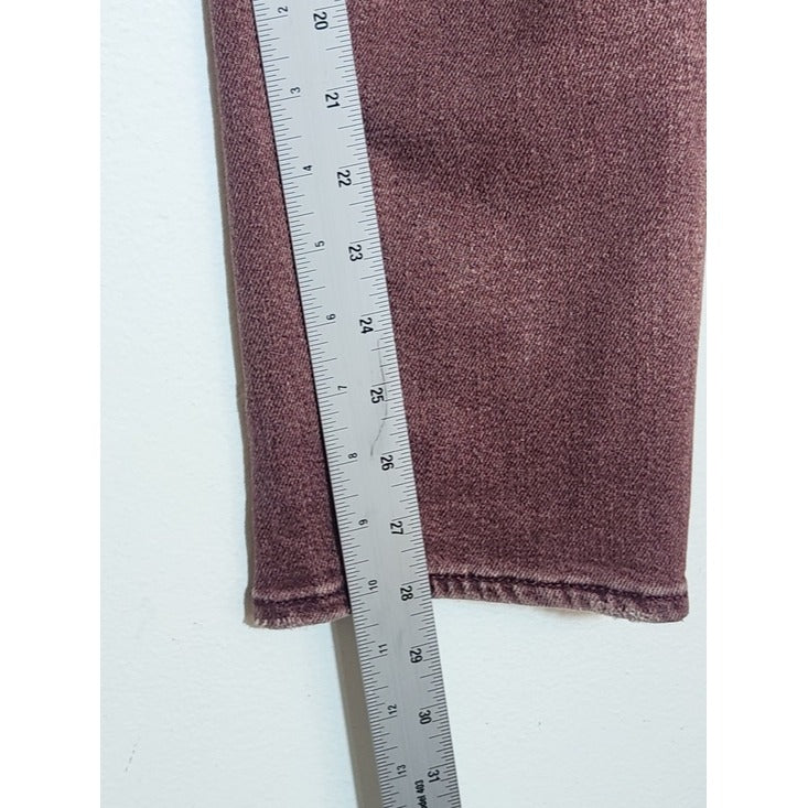 American Eagle Burgundy Pink Dyed Distressed Jeans Size 8 Long
