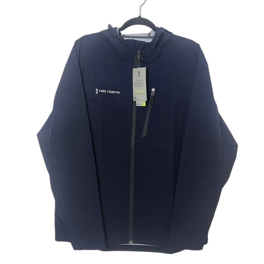 Free Country Navy Rain Jacket Size Medium Navy Men's Jacket with Hoodie New