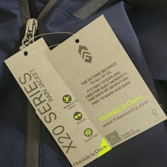 Free Country Navy Rain Jacket Size Medium Navy Men's Jacket with Hoodie New