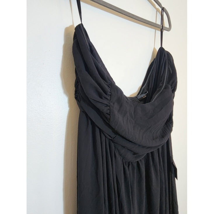Lulus Black Chiffon Strapless Evening Dress Size 2X NWT Wedding Guest Prom
