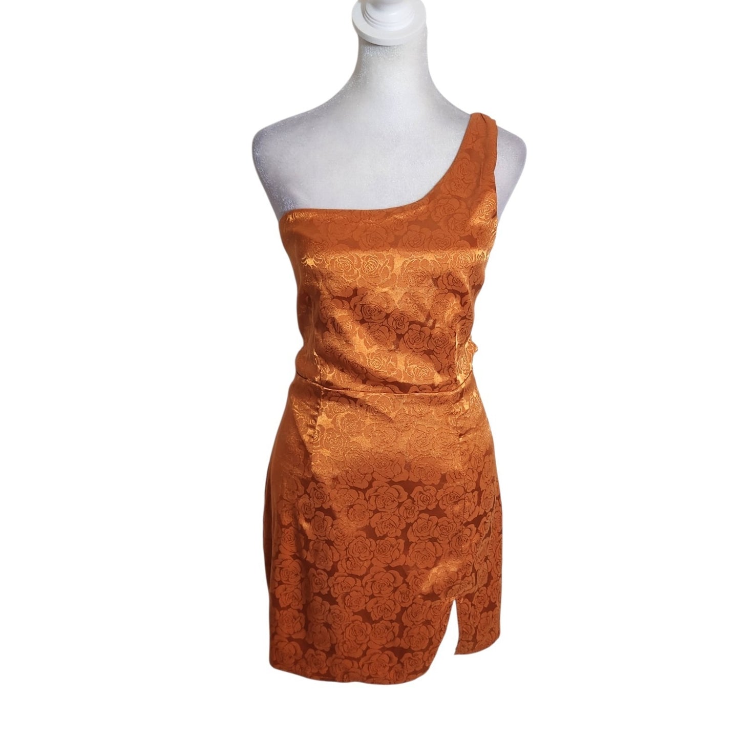 Lucy in the Sky Orange One Shoulder Mini Dress Size Small