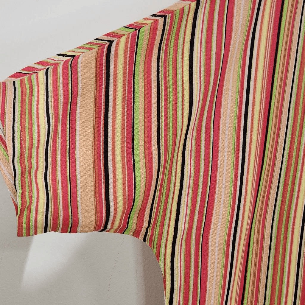 Seven7 Striped Button Down Top NWT Size Small Striped Pink and Green Blouse