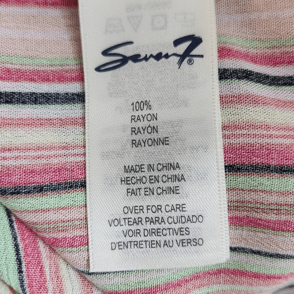 Seven7 Striped Button Down Top NWT Size Small Striped Pink and Green Blouse