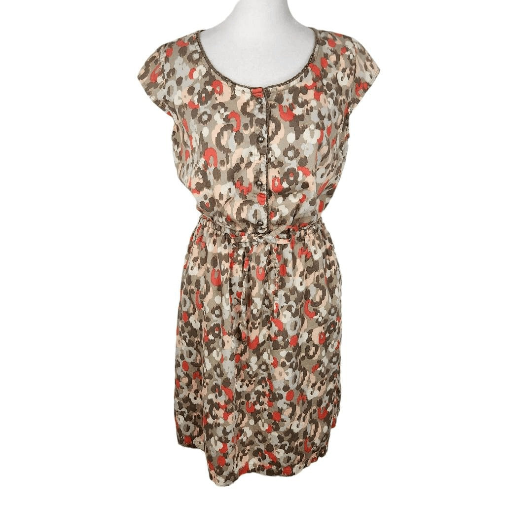 Merona Olive Green Pink Mini Dress Small Merona Multi-Color Dot Print Dress