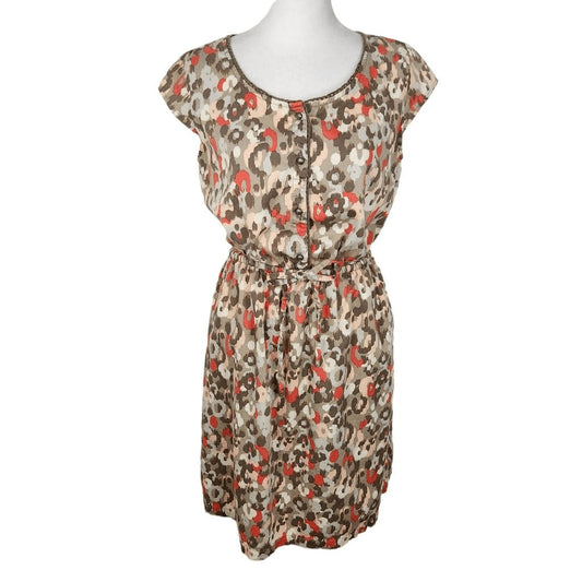 Merona Olive Green Pink Mini Dress Small Merona Multi-Color Dot Print Dress