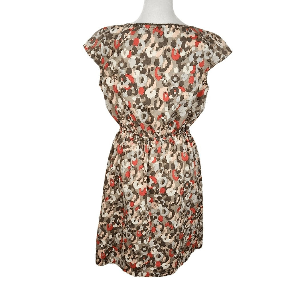 Merona Olive Green Pink Mini Dress Small Merona Multi-Color Dot Print Dress