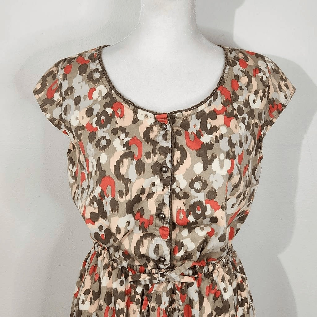 Merona Olive Green Pink Mini Dress Small Merona Multi-Color Dot Print Dress