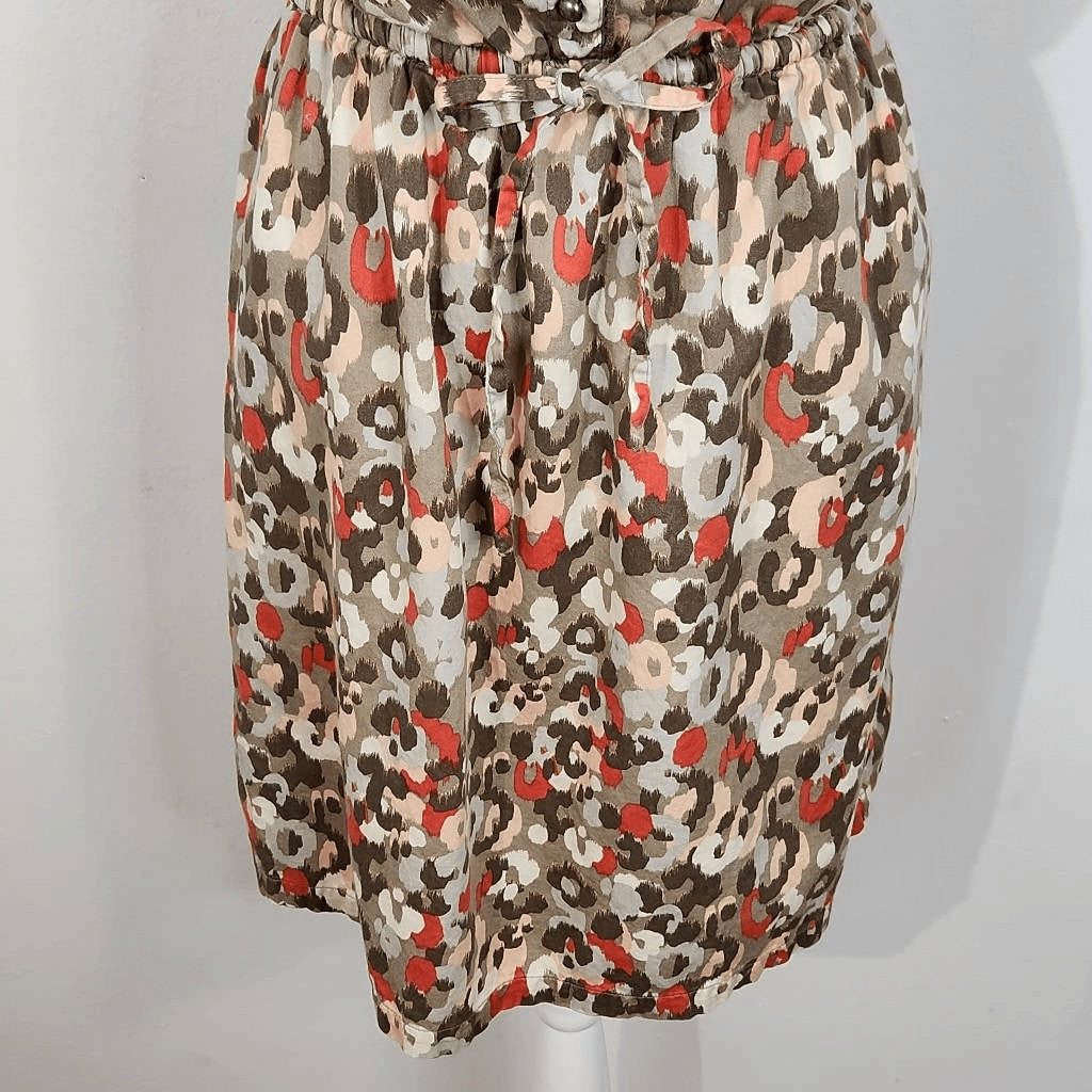 Merona Olive Green Pink Mini Dress Small Merona Multi-Color Dot Print Dress