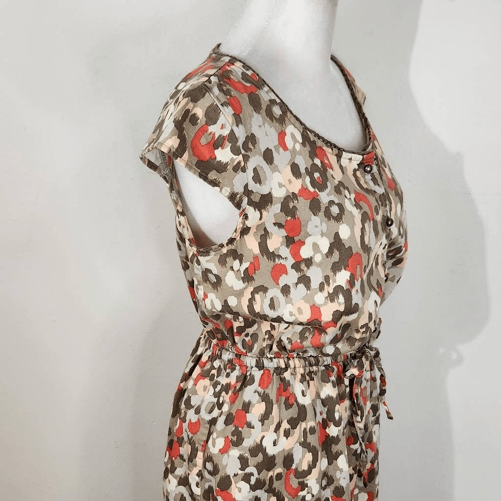 Merona Olive Green Pink Mini Dress Small Merona Multi-Color Dot Print Dress