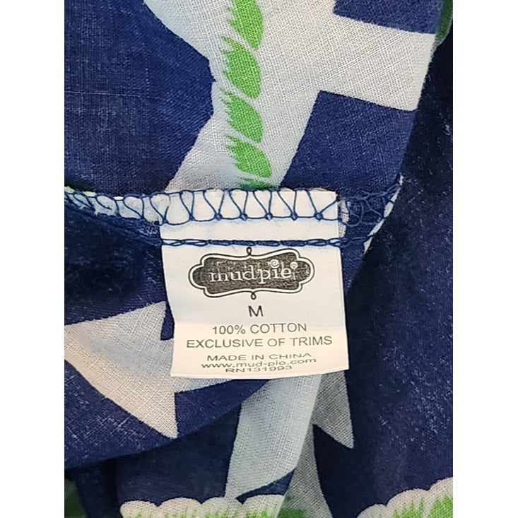 Mudpie Cotton Navy Anchor Print Tunic Swim Cover-Up Size Medium