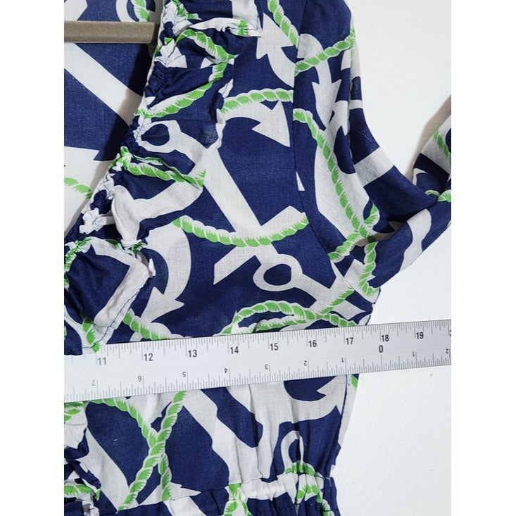 Mudpie Cotton Navy Anchor Print Tunic Swim Cover-Up Size Medium