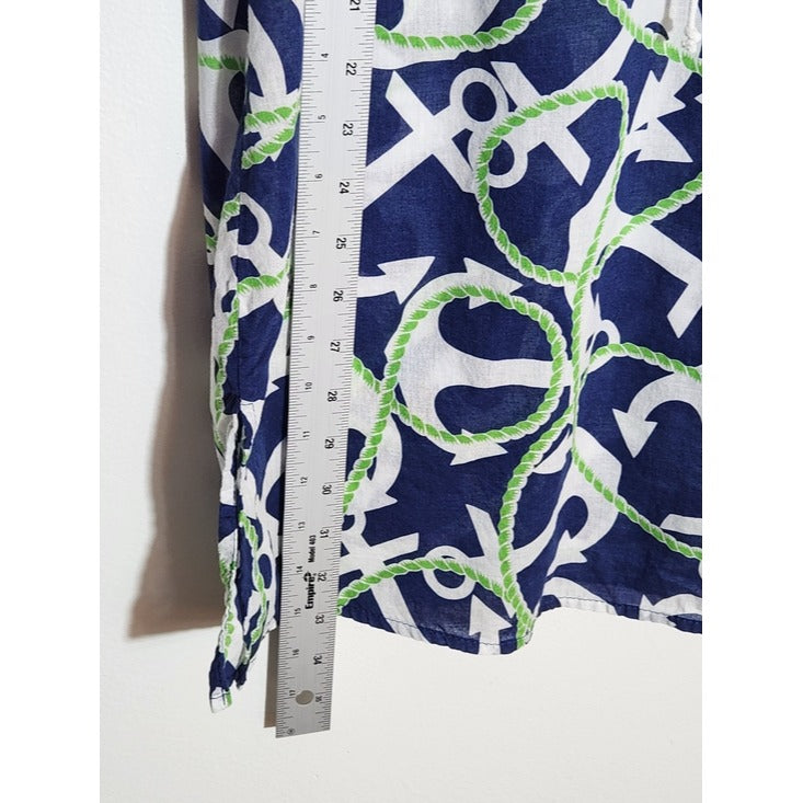 Mudpie Cotton Navy Anchor Print Tunic Swim Cover-Up Size Medium