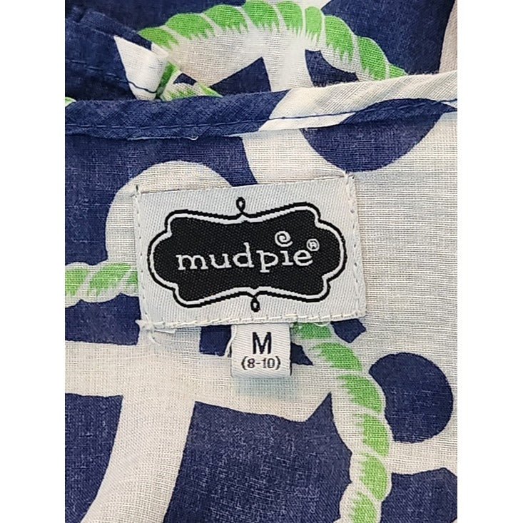 Mudpie Cotton Navy Anchor Print Tunic Swim Cover-Up Size Medium