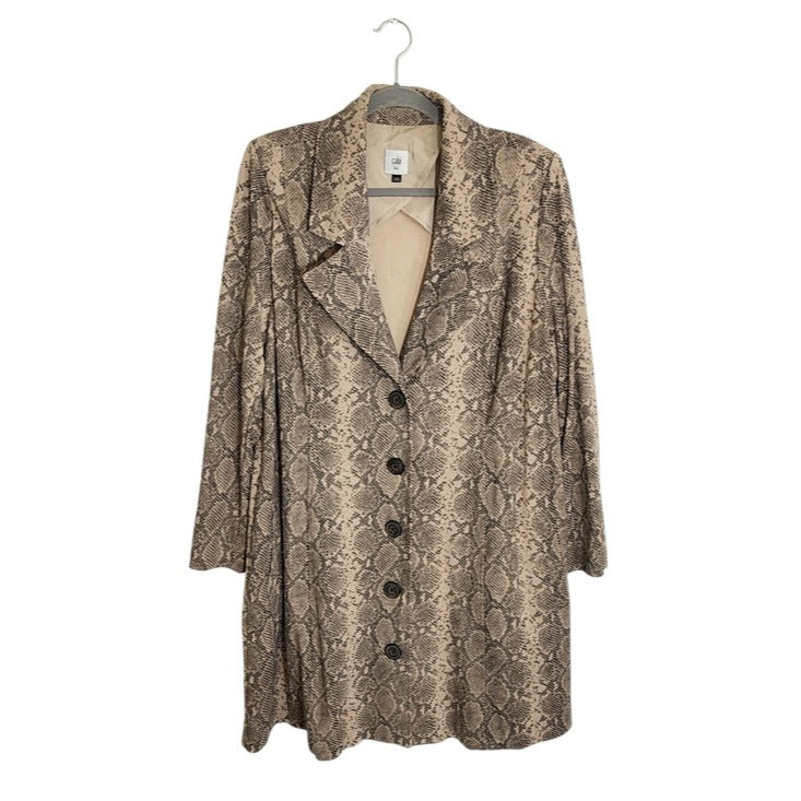 Cabi Tan and Black Snakeskin Print Trench Coat Size XXL