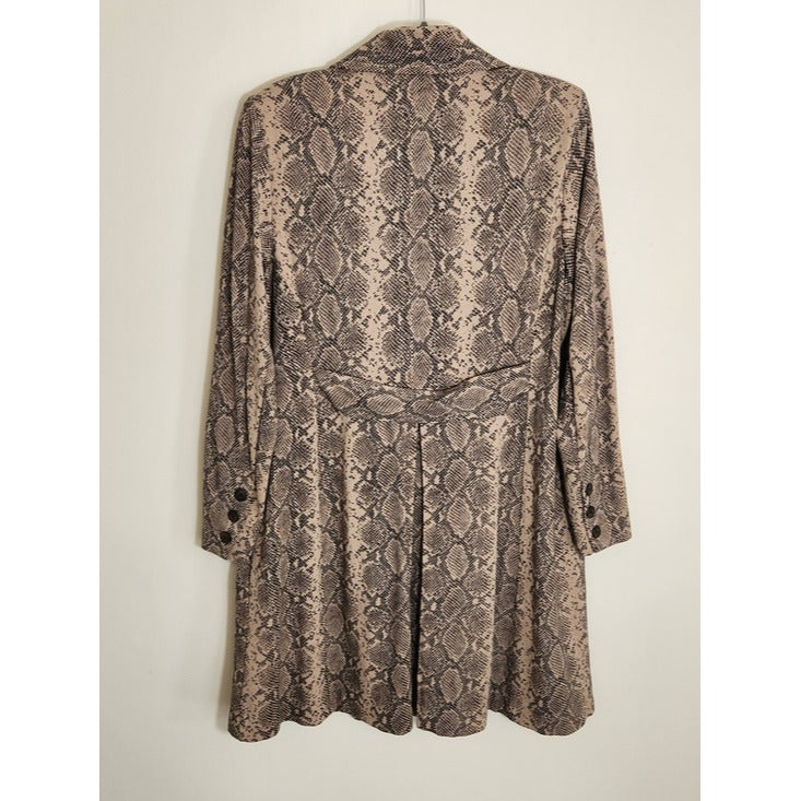 Cabi Tan and Black Snakeskin Print Trench Coat Size XXL