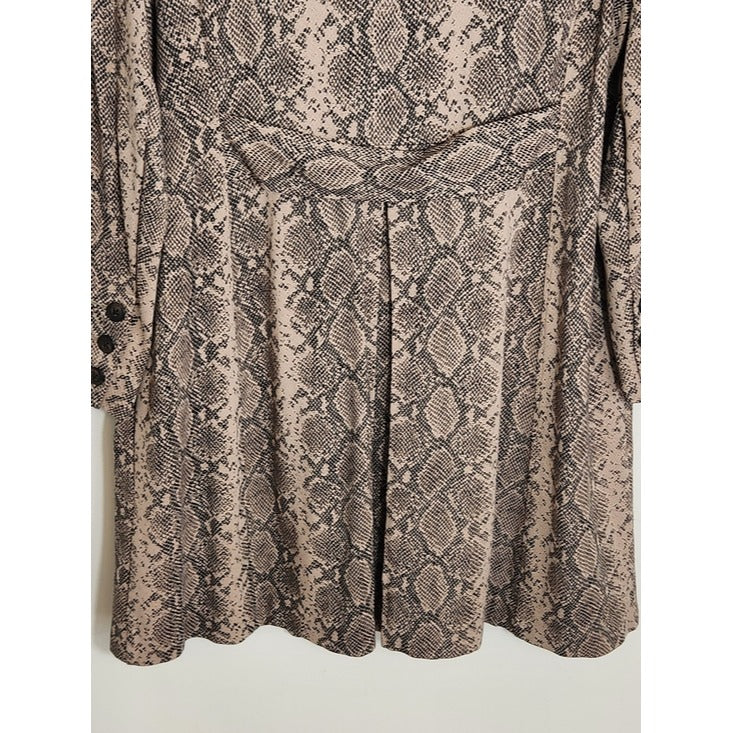 Cabi Tan and Black Snakeskin Print Trench Coat Size XXL