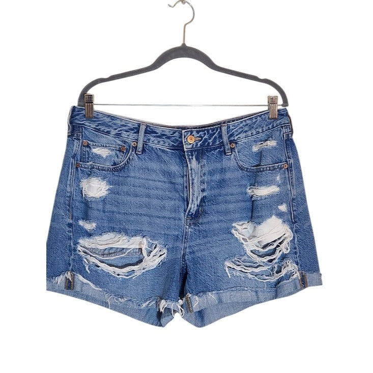 American Eagle Tomgirl Distressed Denim Shorts Medium Wash Size 14